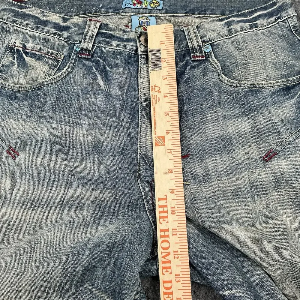 Y2K Miskeen Jorts Baggy Skater Hip Hop Embroidered Back Pocket Size 34